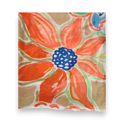 Beige Bright Flower Cotton Print Scarf | The Jewellery Stop