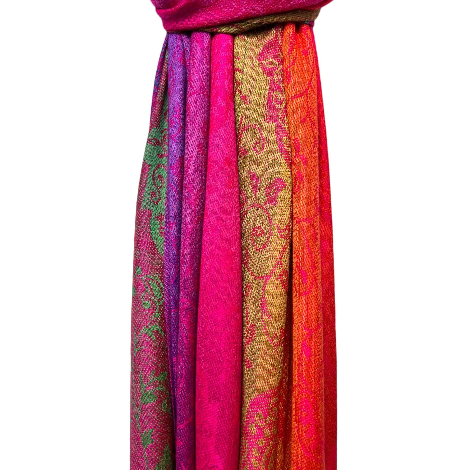 Hot Pink Rainbow Paisley Print Pashmina Scarf