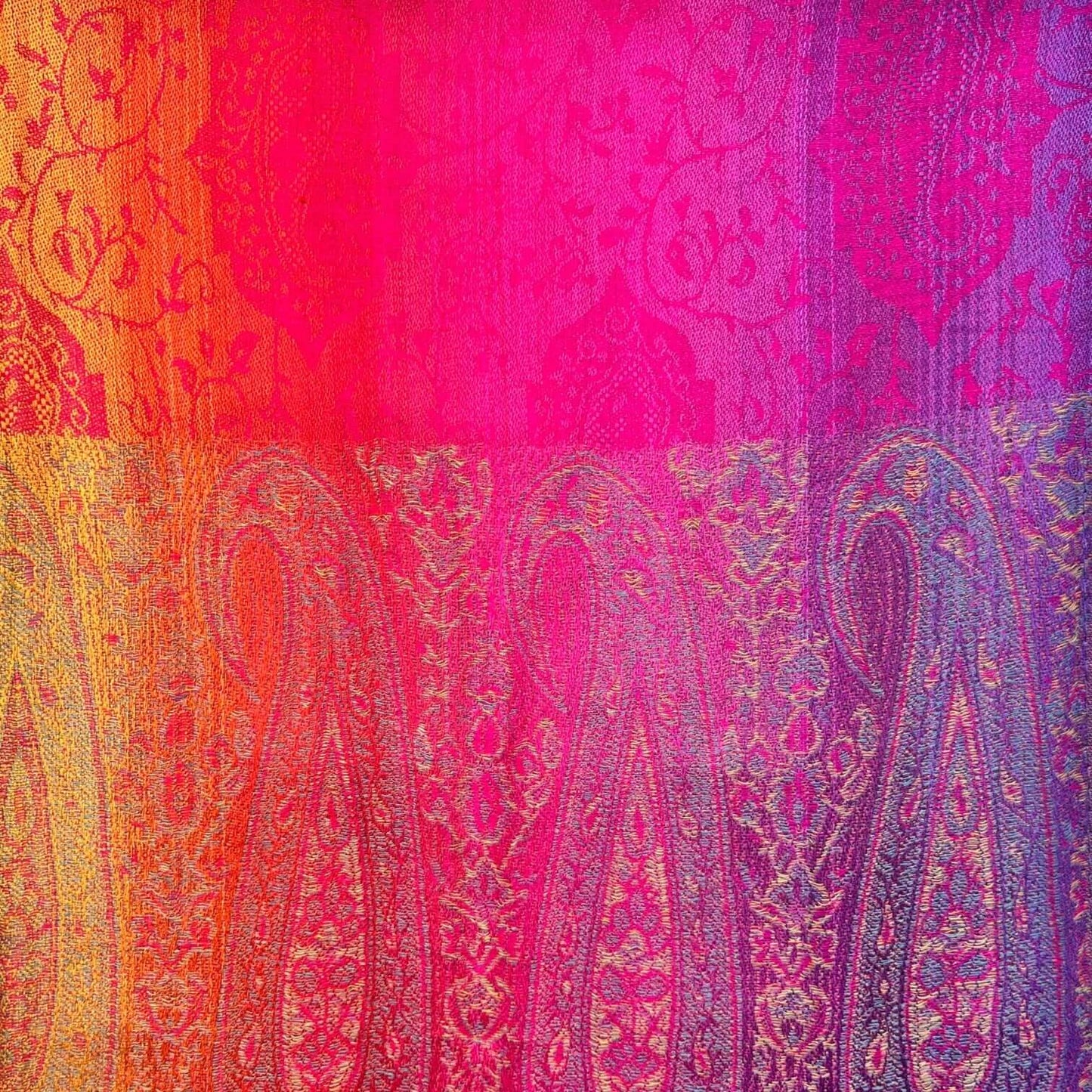 Hot Pink Rainbow Paisley Print Pashmina Scarf