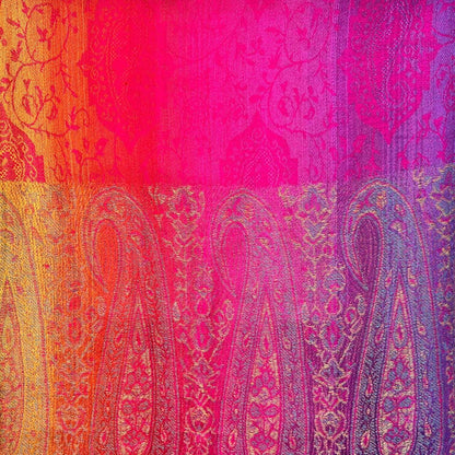 Hot Pink Rainbow Paisley Print Pashmina Scarf