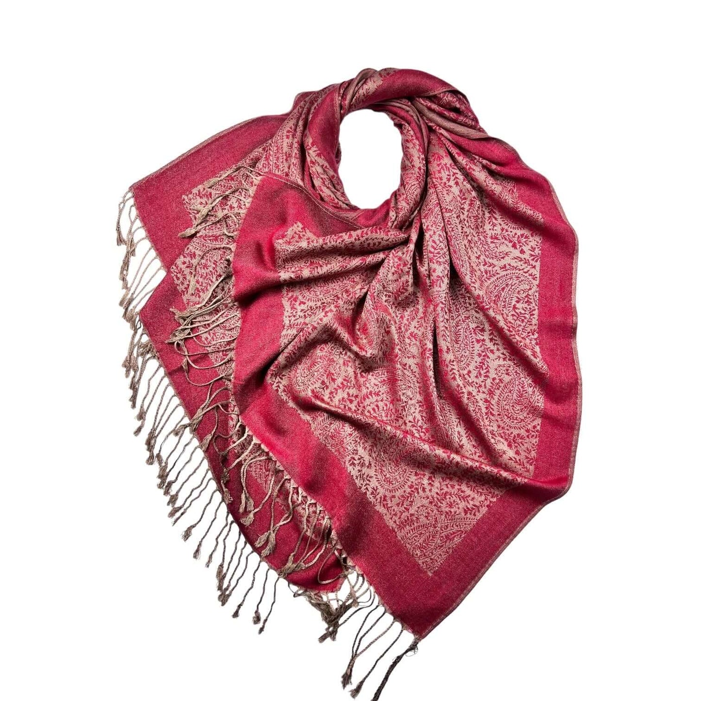 Burgundy Classic Paisley Pashmina Scarf