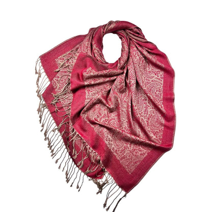 Burgundy Classic Paisley Pashmina Scarf