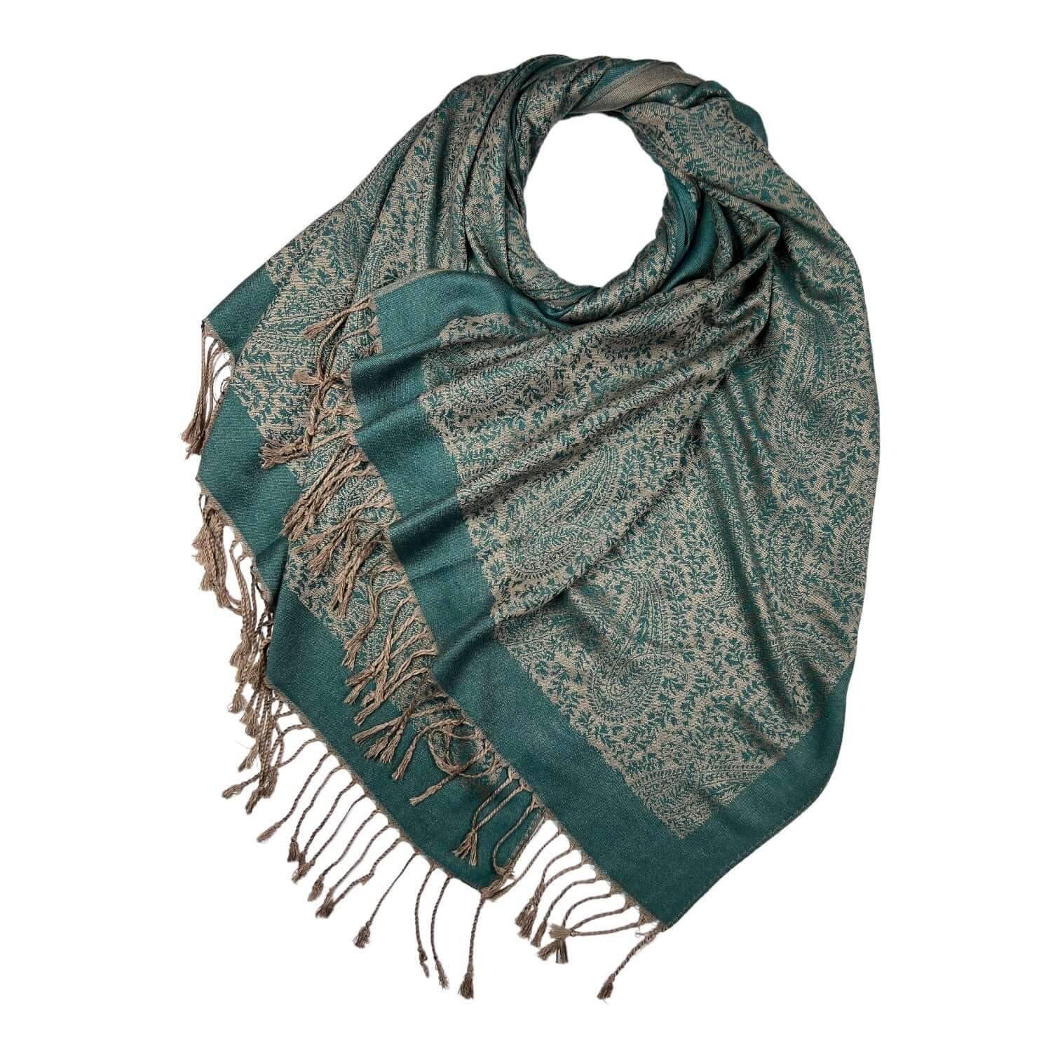 Green Classic Paisley Pashmina Scarf