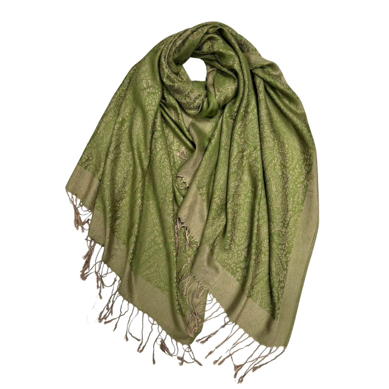 Khaki Classic Paisley Pashmina Scarf