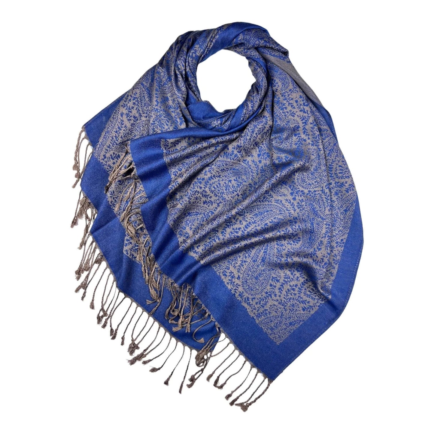 Royal Blue Classic Paisley Pashmina Scarf