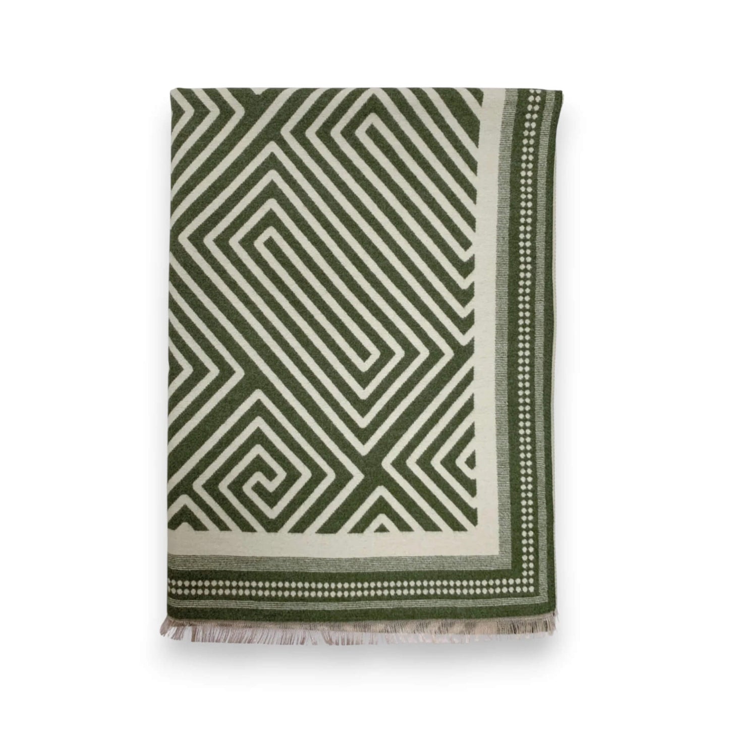 Khaki Geometric Print Cashmere Blend Winter Scarf