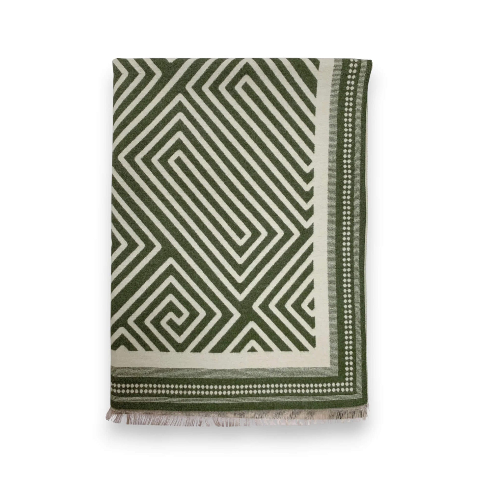 Khaki Geometric Print Cashmere Blend Winter Scarf