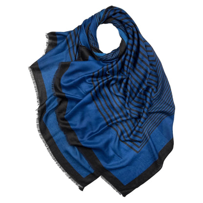 Navy Big Maze Print Scarf