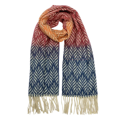 Terracotta Leaf Print Ombre Winter Scarf