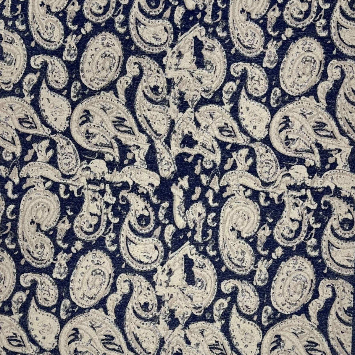 Navy Elegant Paisley Wool Blend Winter Scarf