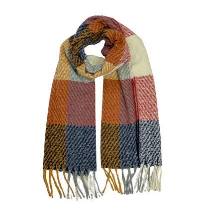 Navy Colourblock Zigzag Print Winter Scarf