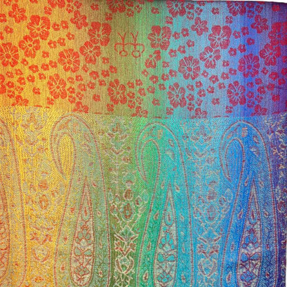 Red Rainbow Sakura Flower Print Pashmina Scarf