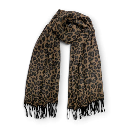 Black Cheetah Print Wool Blend Winter Scarf