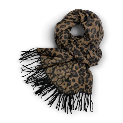 Black Cheetah Print Wool Blend Winter Scarf
