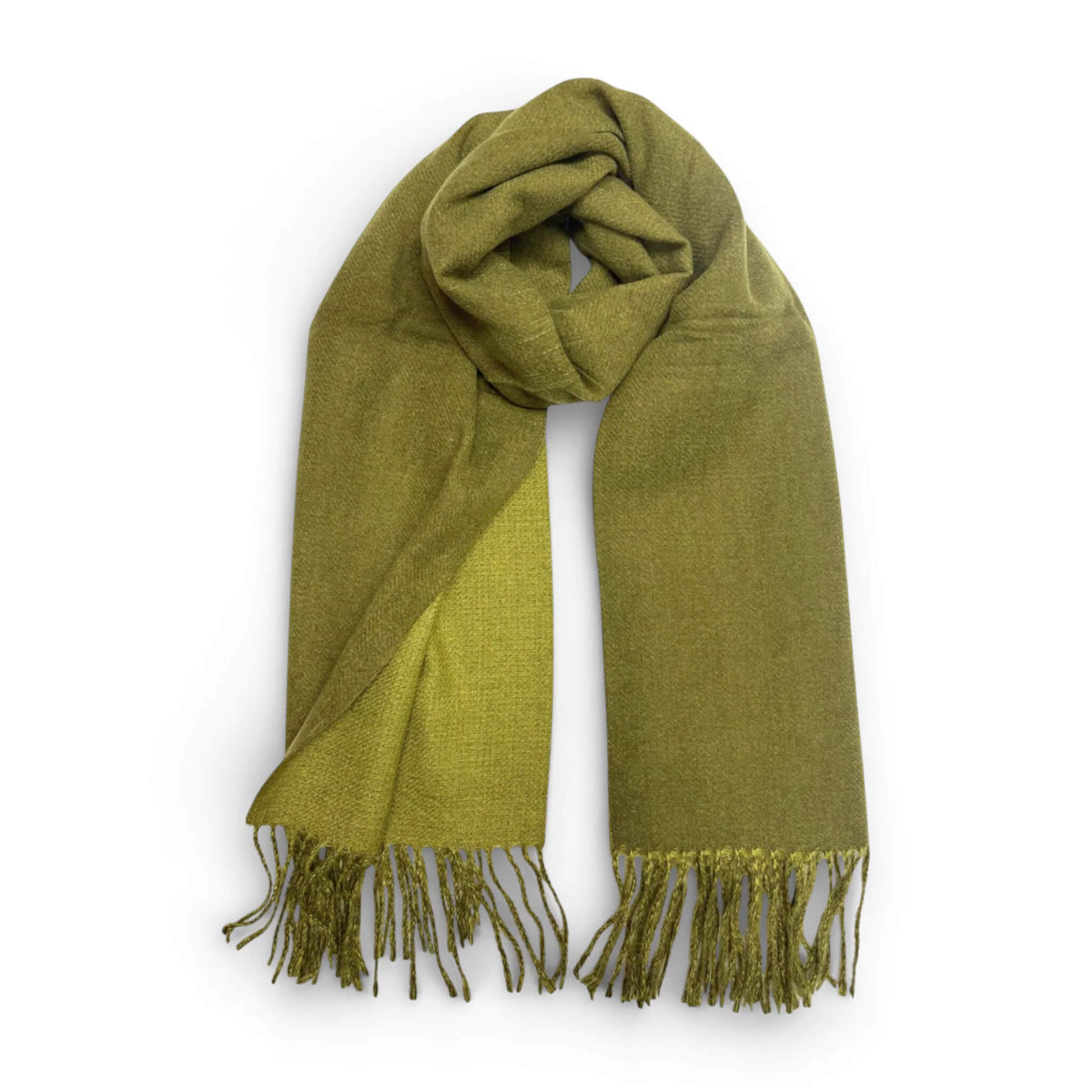 Olive Premium Two-Tone Cashmere Blend Winter Scarf
