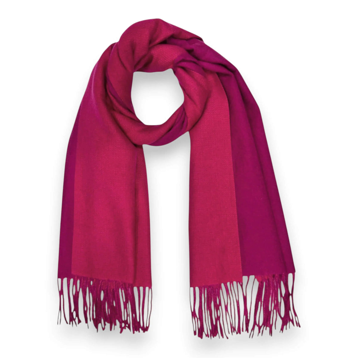 Hot Pink Premium Two-Tone Cashmere Blend Winter Scarf