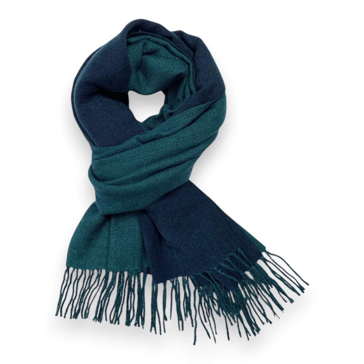 Dark Teal Premium Two-Tone Cashmere Blend Winter Scarf