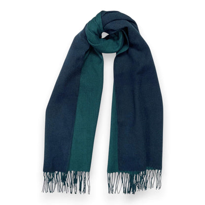 Dark Teal Premium Two-Tone Cashmere Blend Winter Scarf