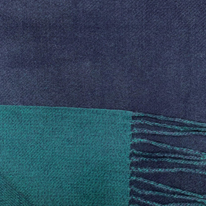 Dark Teal Premium Two-Tone Cashmere Blend Winter Scarf