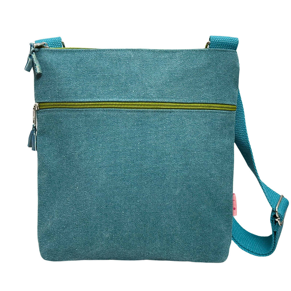 Teal Canvas Medium Cross Body Bag