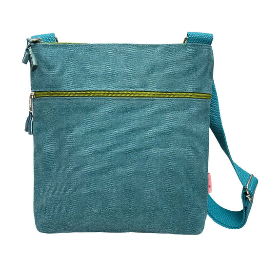 Teal Canvas Medium Cross Body Bag