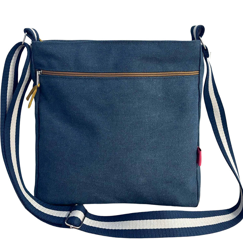 Dark Blue Canvas Large Cross Body Bag