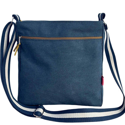 Dark Blue Canvas Large Cross Body Bag