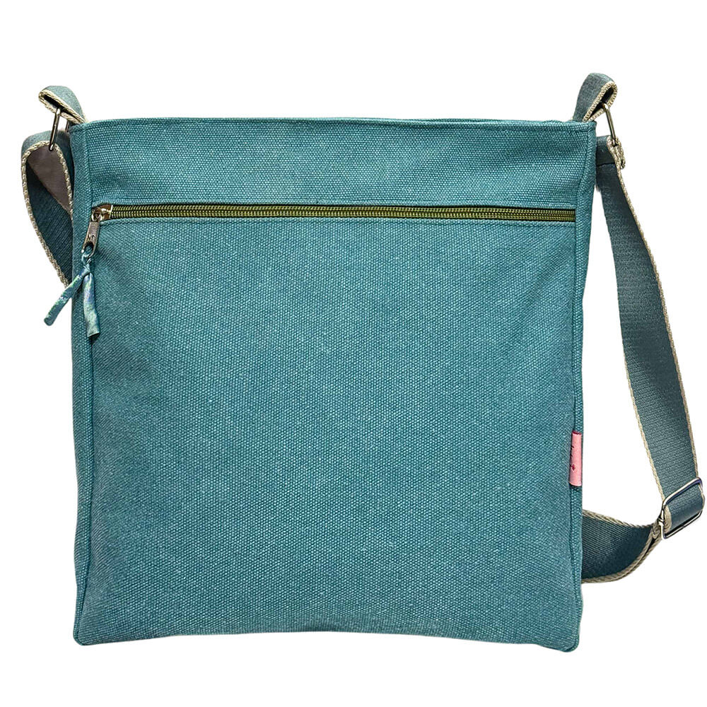 Teal Canvas Large Cross Body Bag | The Jewellery Stop