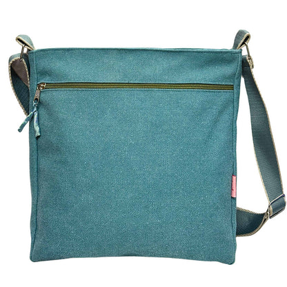Teal Canvas Large Cross Body Bag | The Jewellery Stop