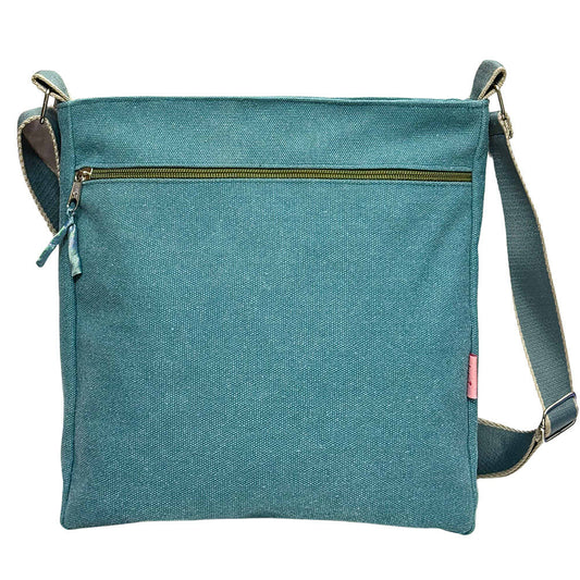 Teal Canvas Large Cross Body Bag