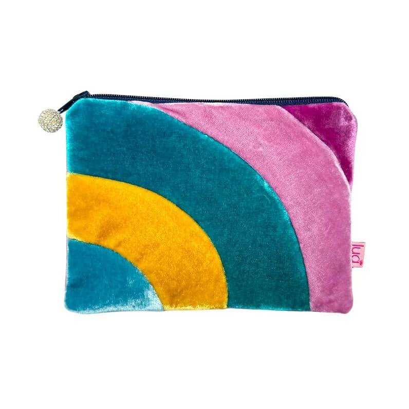 Multicoloured Silk Velvet Rainbow Purse | The Jewellery Stop