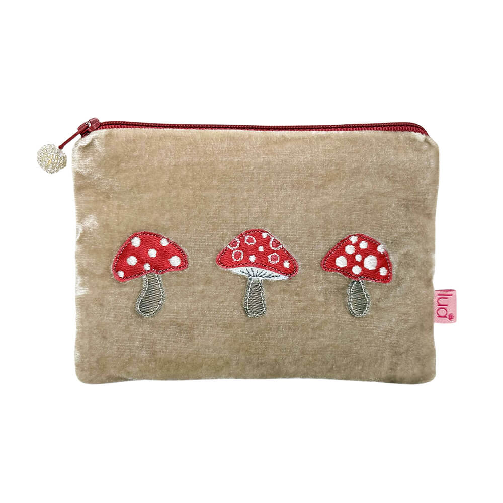Mink Velvet Purse With Mushroom Embroidery | The Jewellery Stop