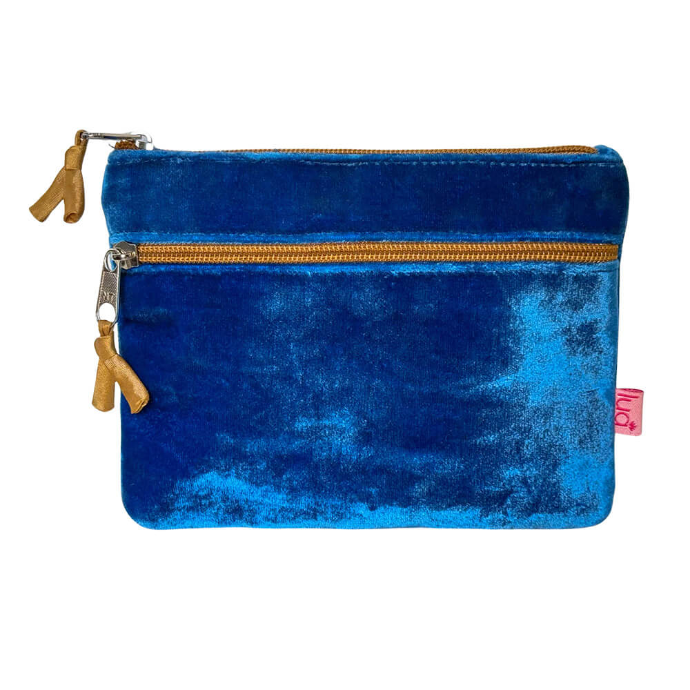 Cerulean Blue Plain Velvet purse