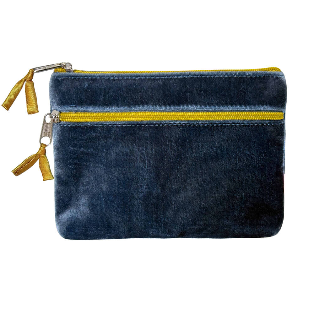 Steel Blue Plain Velvet purse