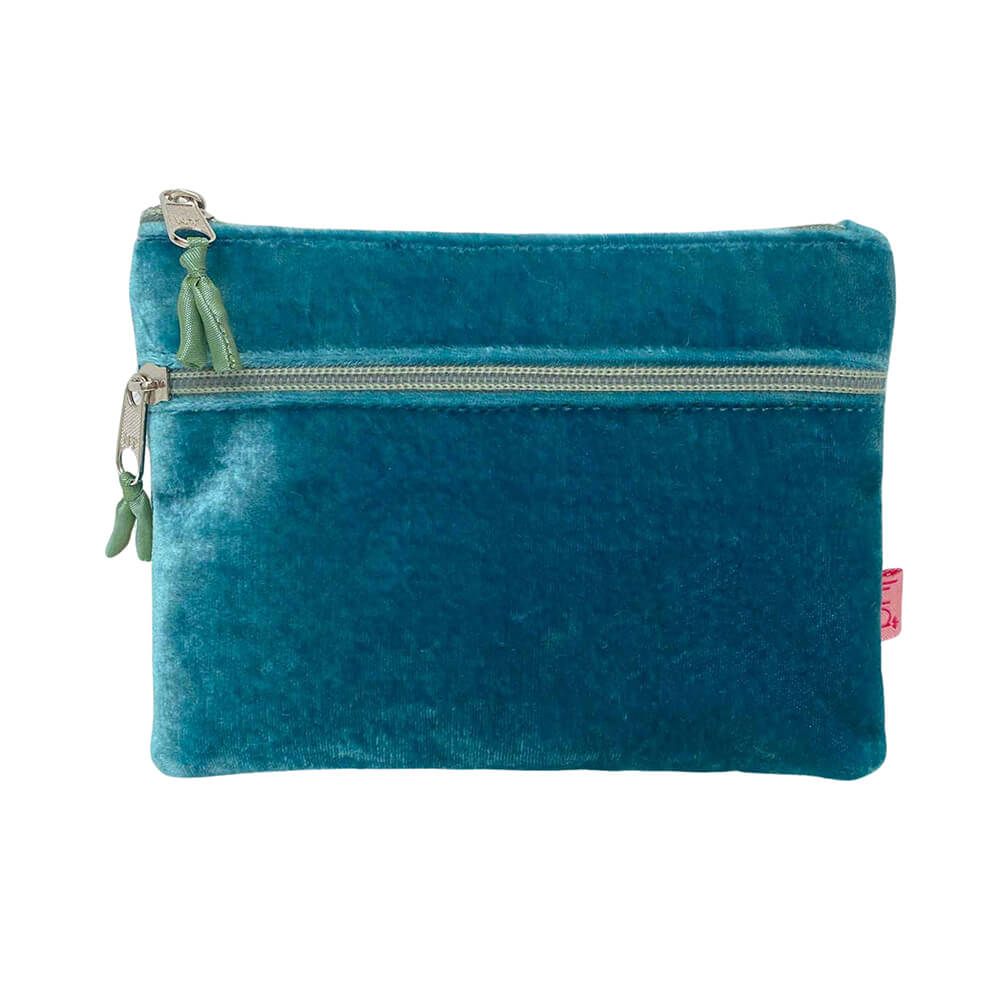 Teal Plain Velvet purse