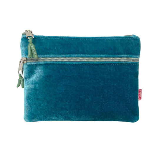 Teal Plain Velvet purse