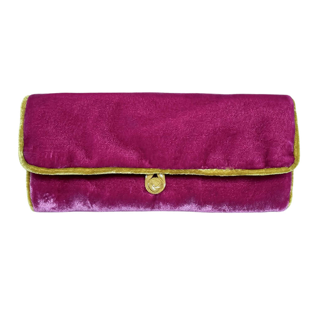 Hot Pink Velvet Jewellery Roll | The Jewellery Stop