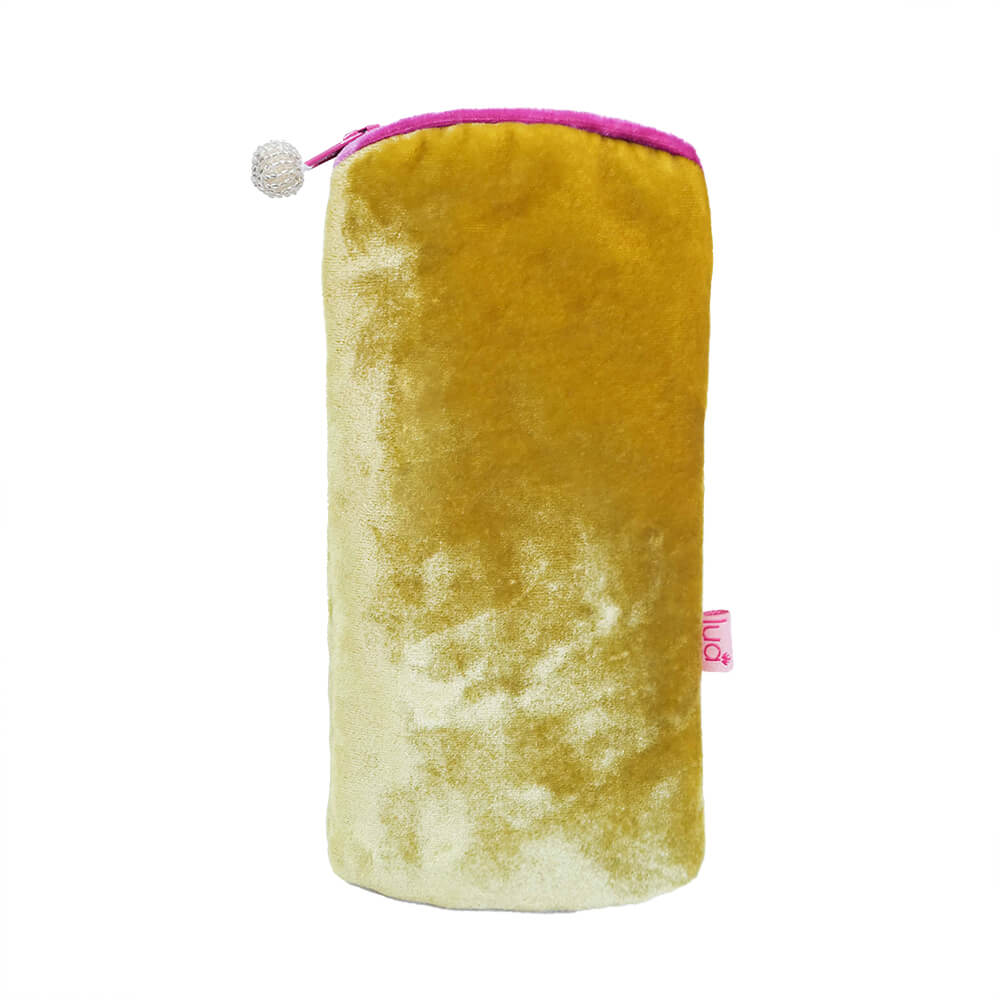 Mustard Velvet Glasses Purse | The Jewellery Stop