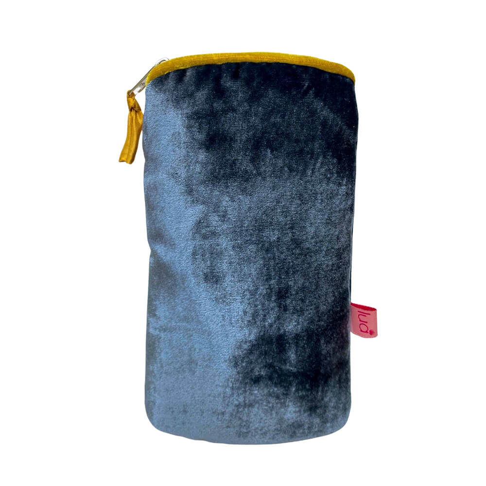 Steel Blue Velvet Glasses Purse
