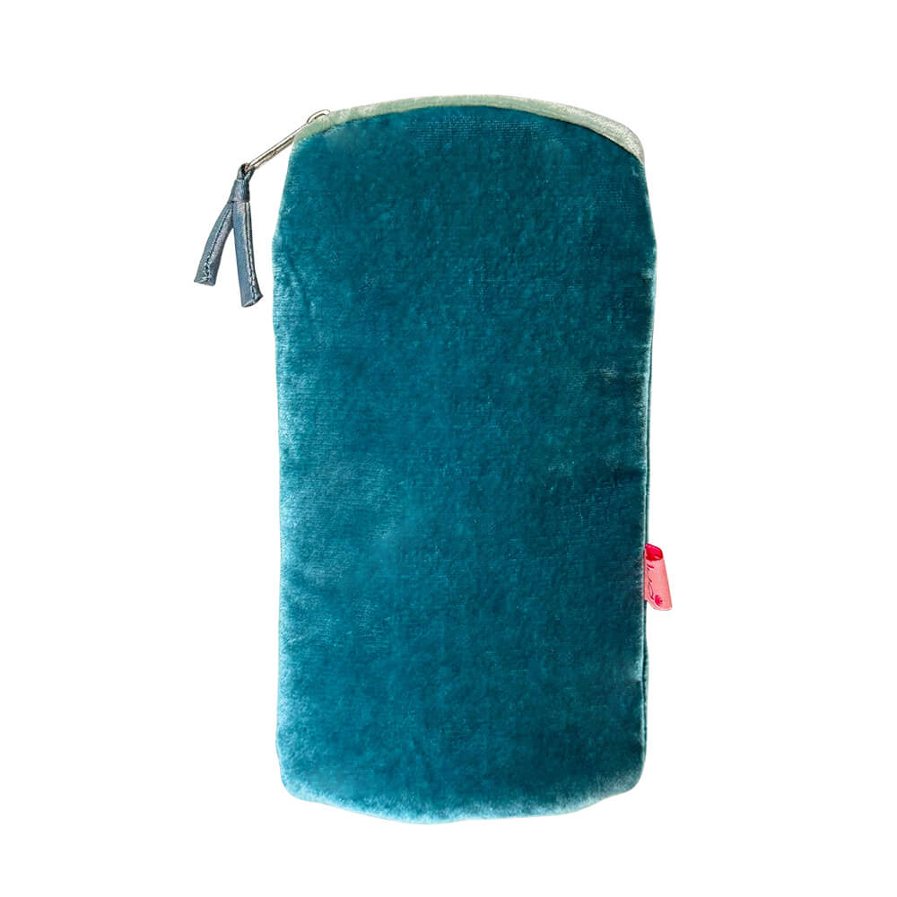 Light Teal Velvet Glasses Purse | The Jewellery Stop
