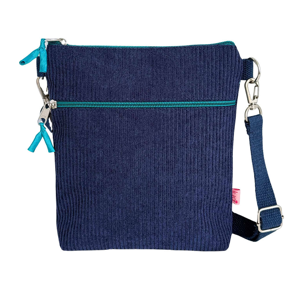 Navy Blue Corduroy Cross Body Bag | The Jewellery Stop