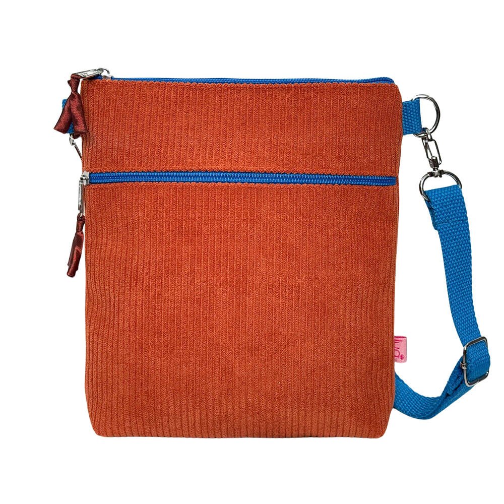 Burnt Orange Corduroy Cross Body Bag | The Jewellery Stop