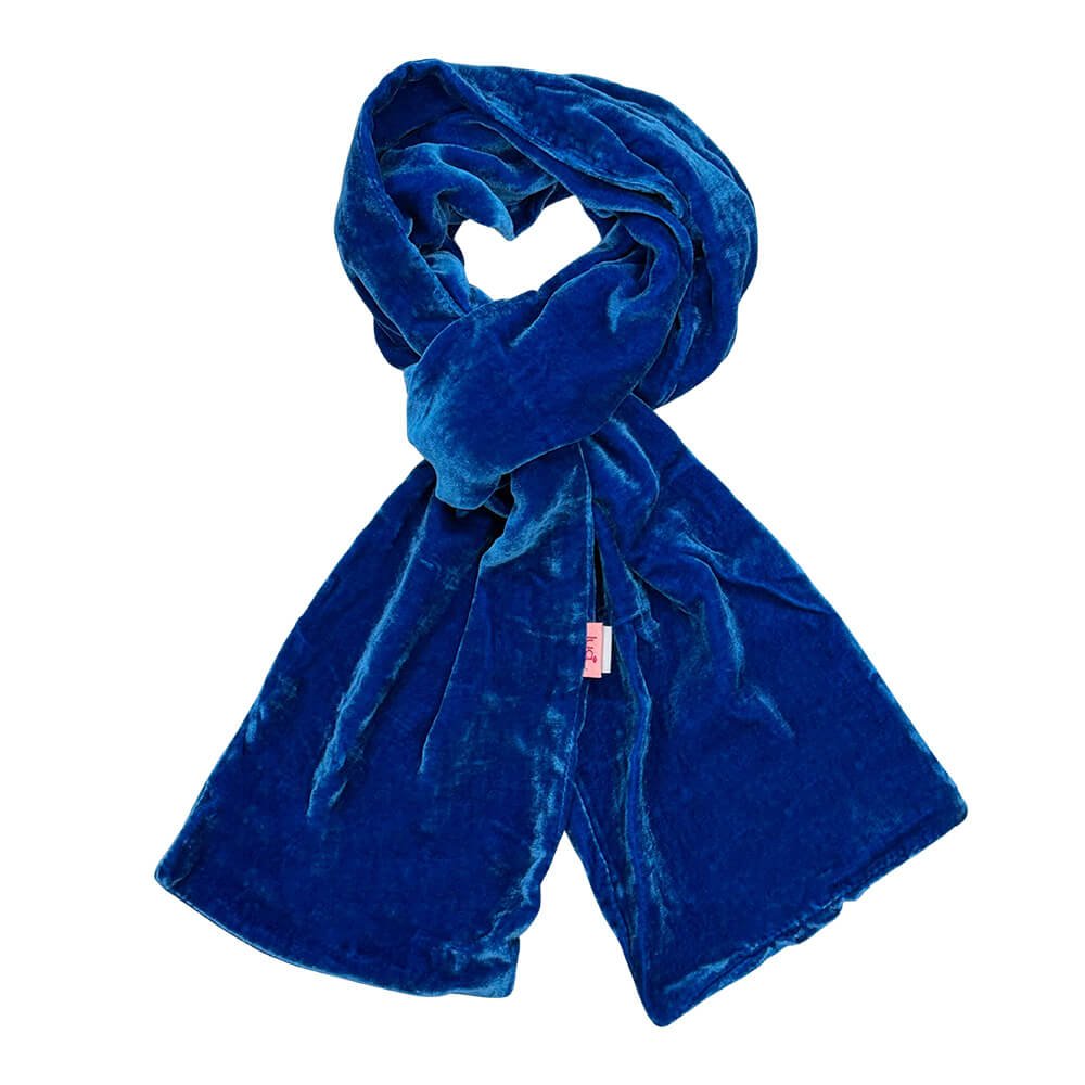 Cerulean Blue Plain Velvet Scarf | The Jewellery Stop
