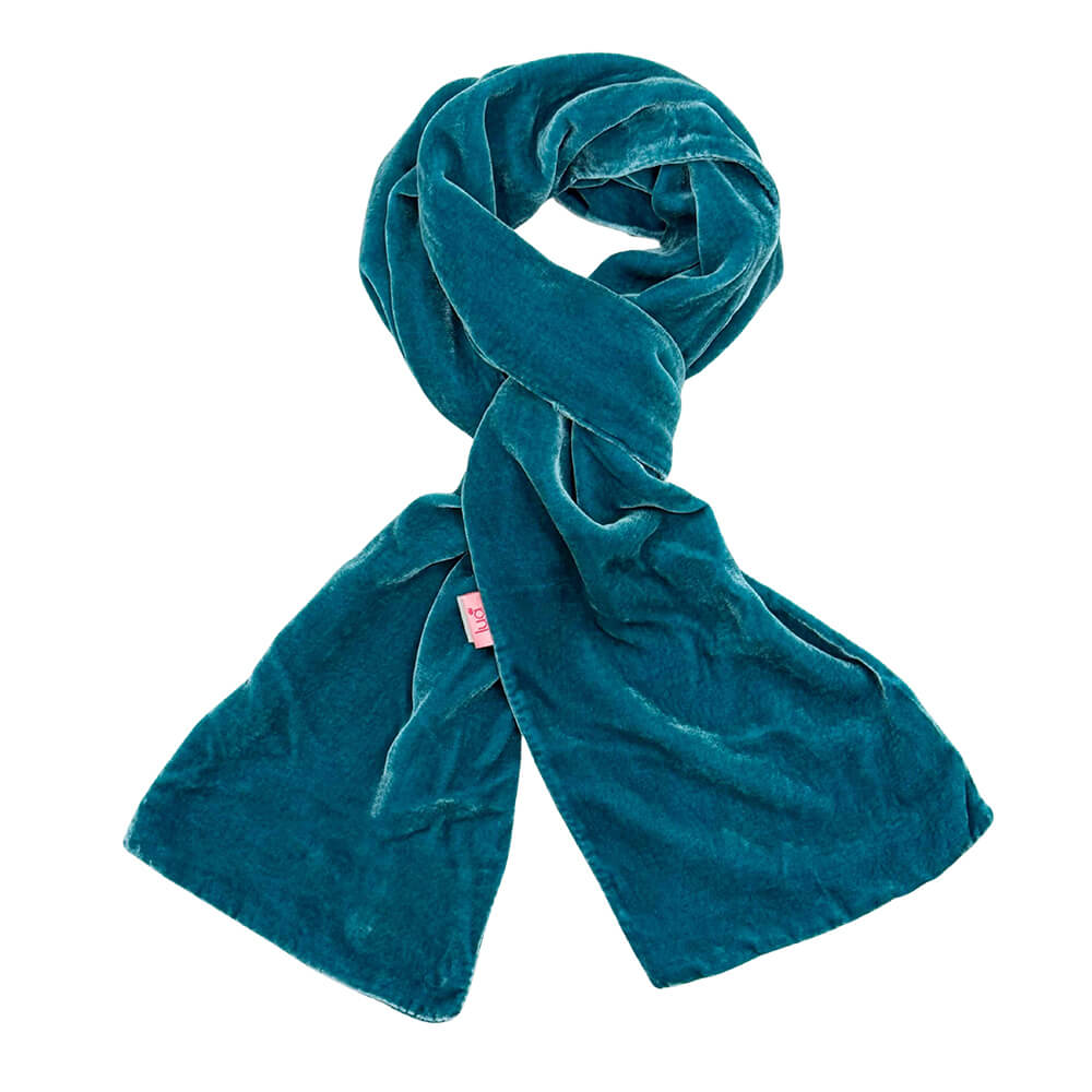 Light Teal Plain Velvet Scarf | The Jewellery Stop