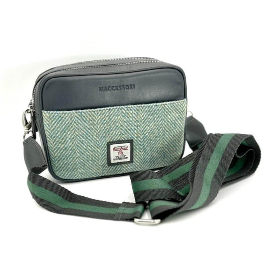 Turquoise Harris Tweed Camera Bag