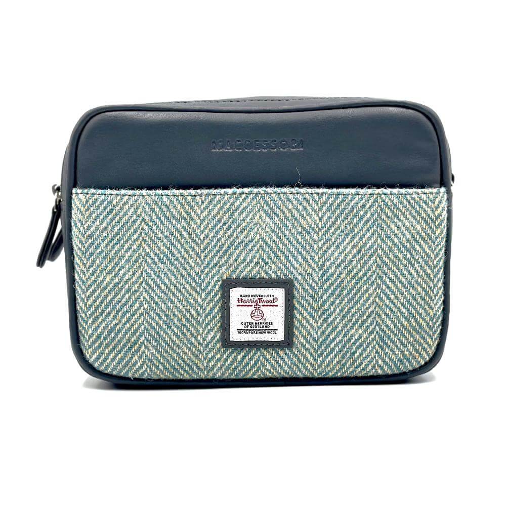 Turquoise Harris Tweed Camera Bag