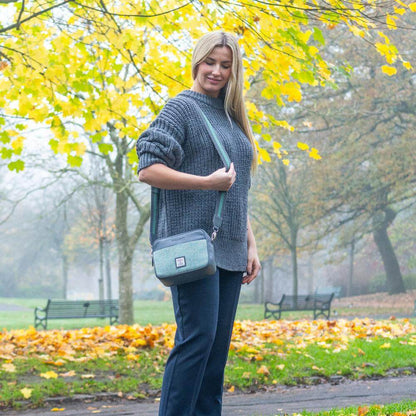Turquoise Harris Tweed Camera Bag