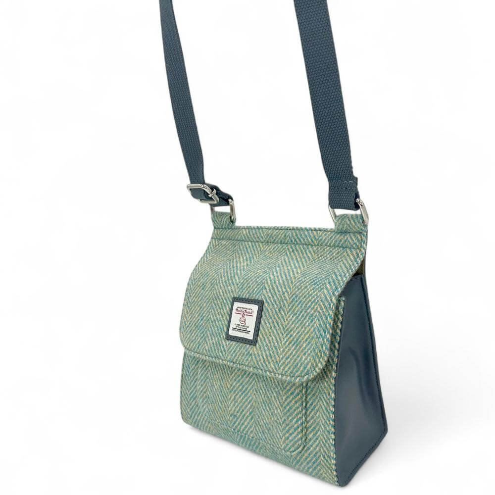 Turquoise Harris Tweed Medium Satchel Bag | The Jewellery Stop