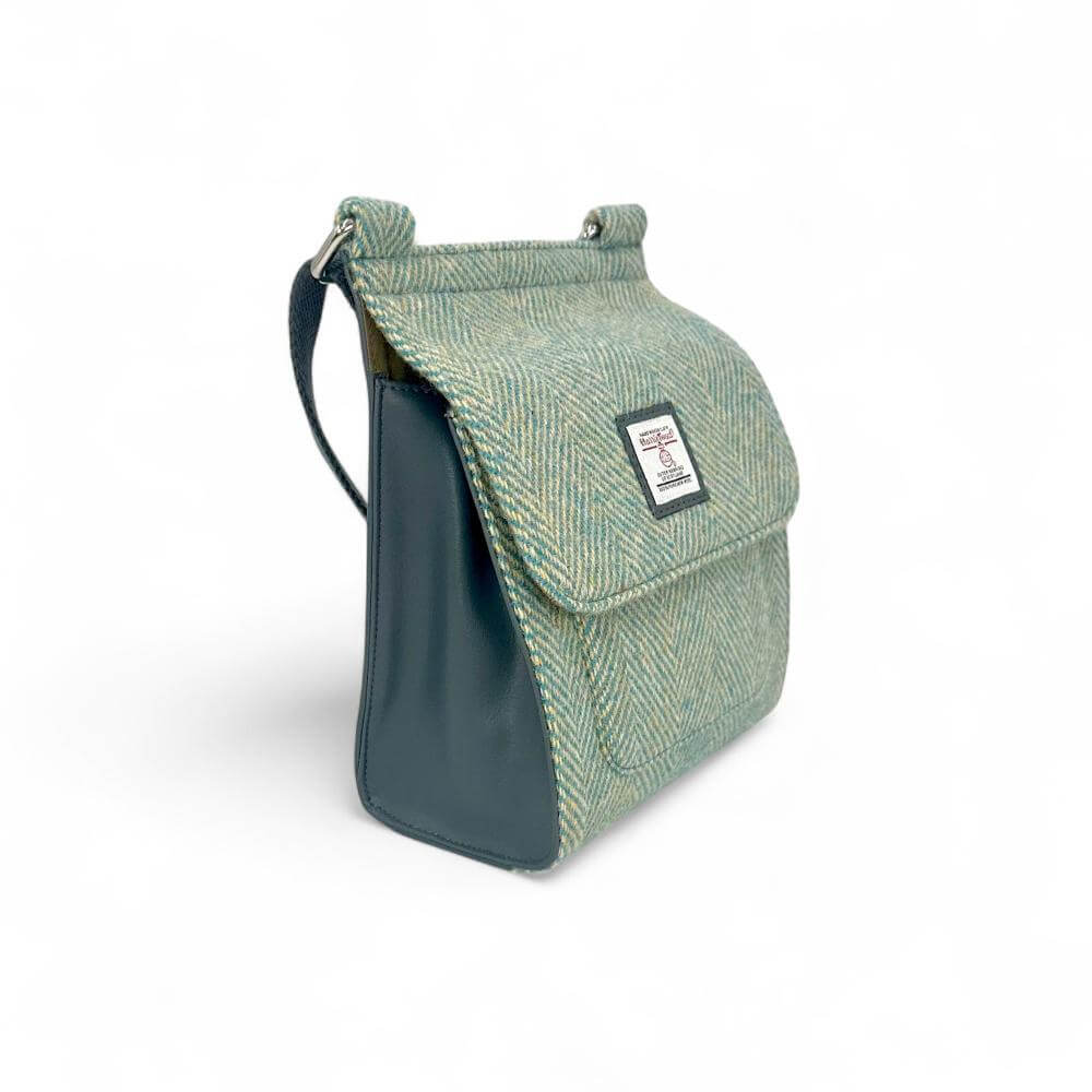 Turquoise Harris Tweed Medium Satchel Bag | The Jewellery Stop