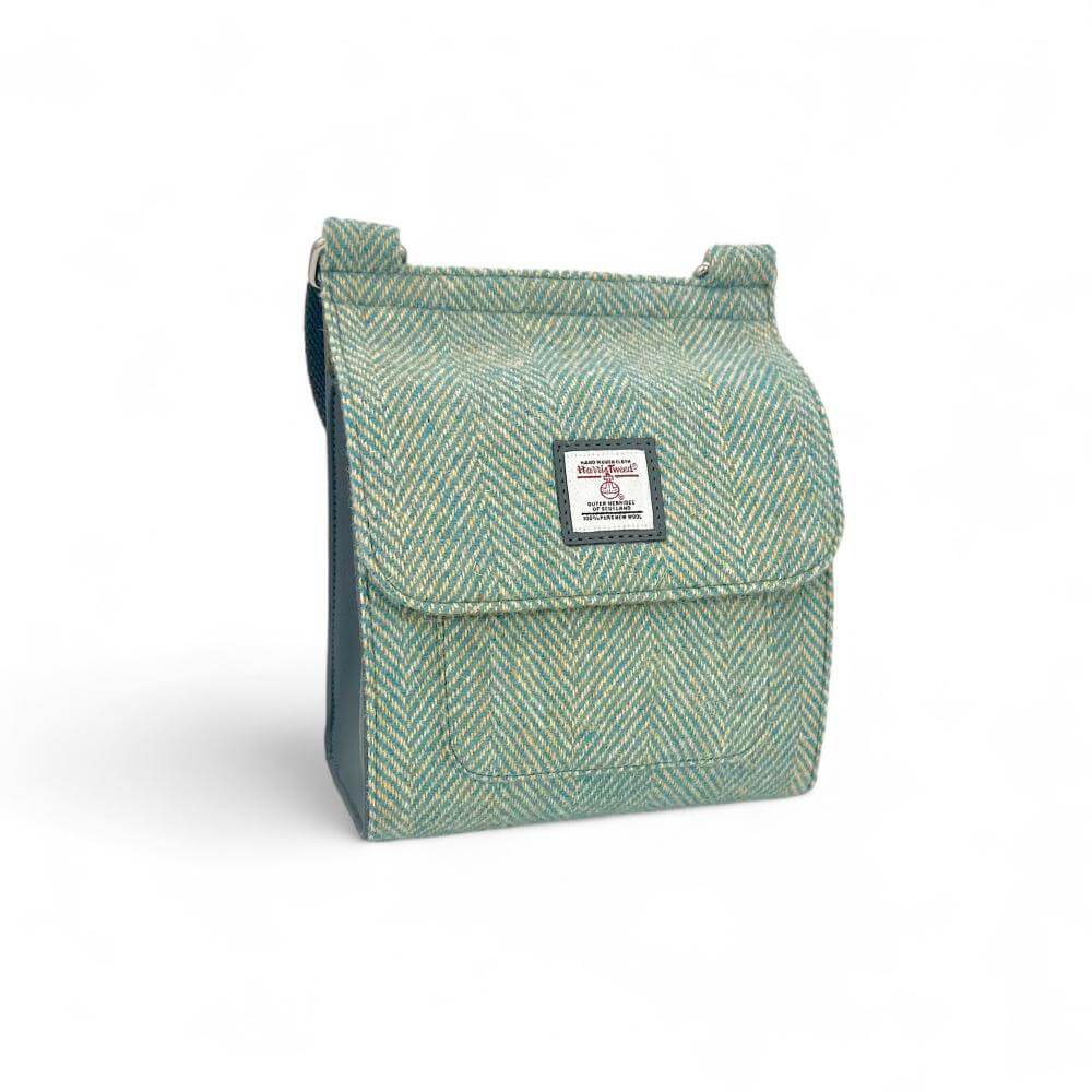 Turquoise Harris Tweed Medium Satchel Bag | The Jewellery Stop